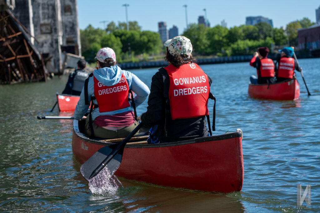 Paddling near the grain terminal.