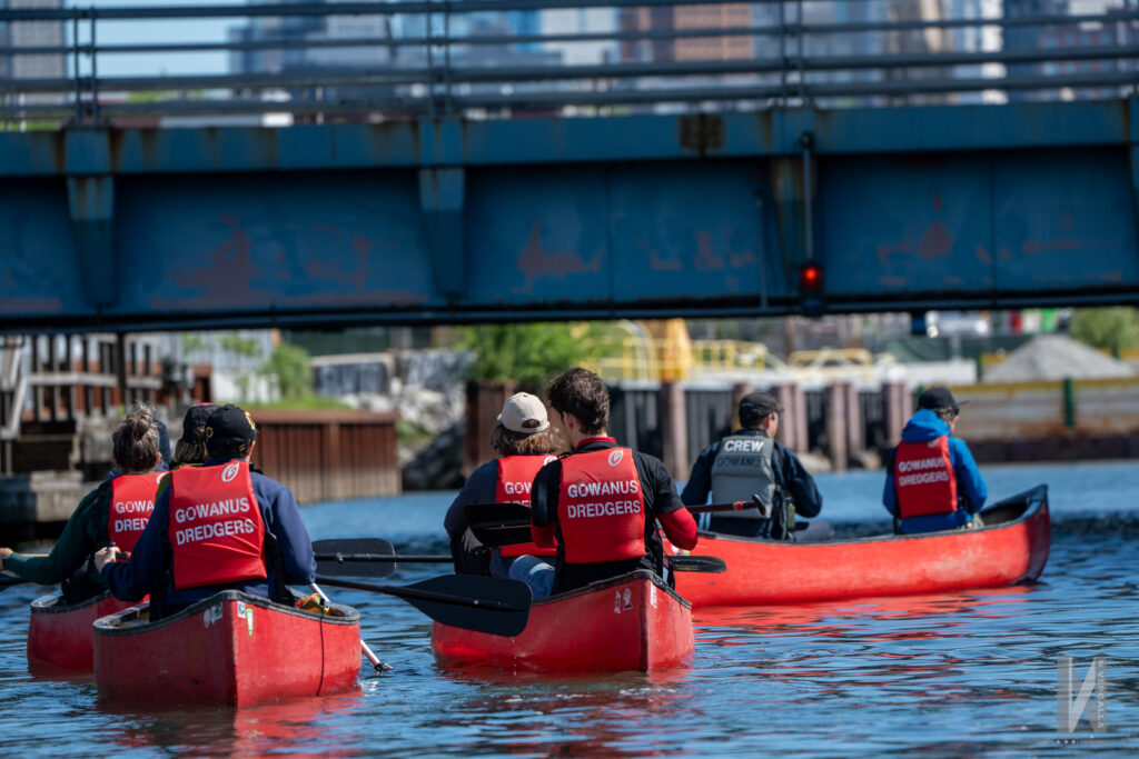 Paddlers by the 9th St. Bridge