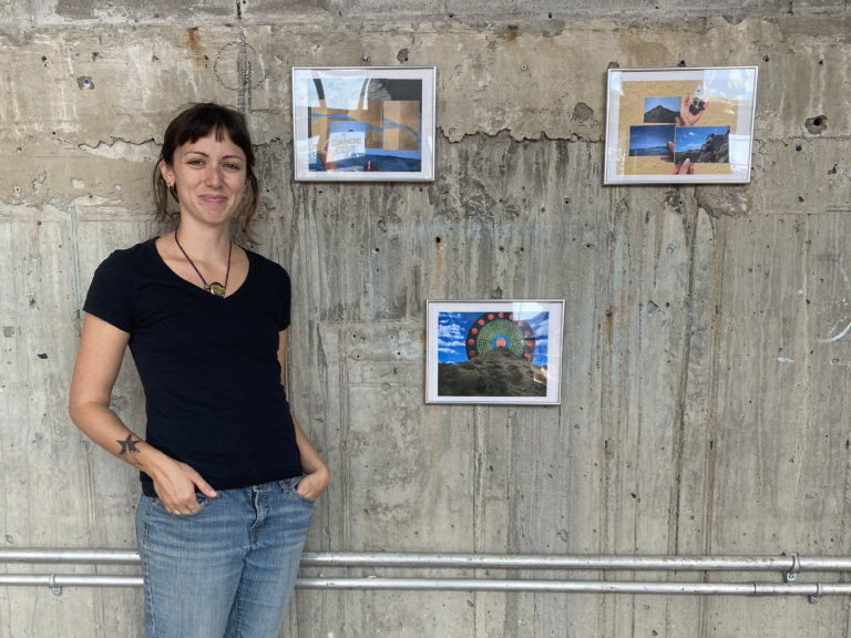 Mia Martelli with her art from the October 2024 Gowanus Dredgers Art Show